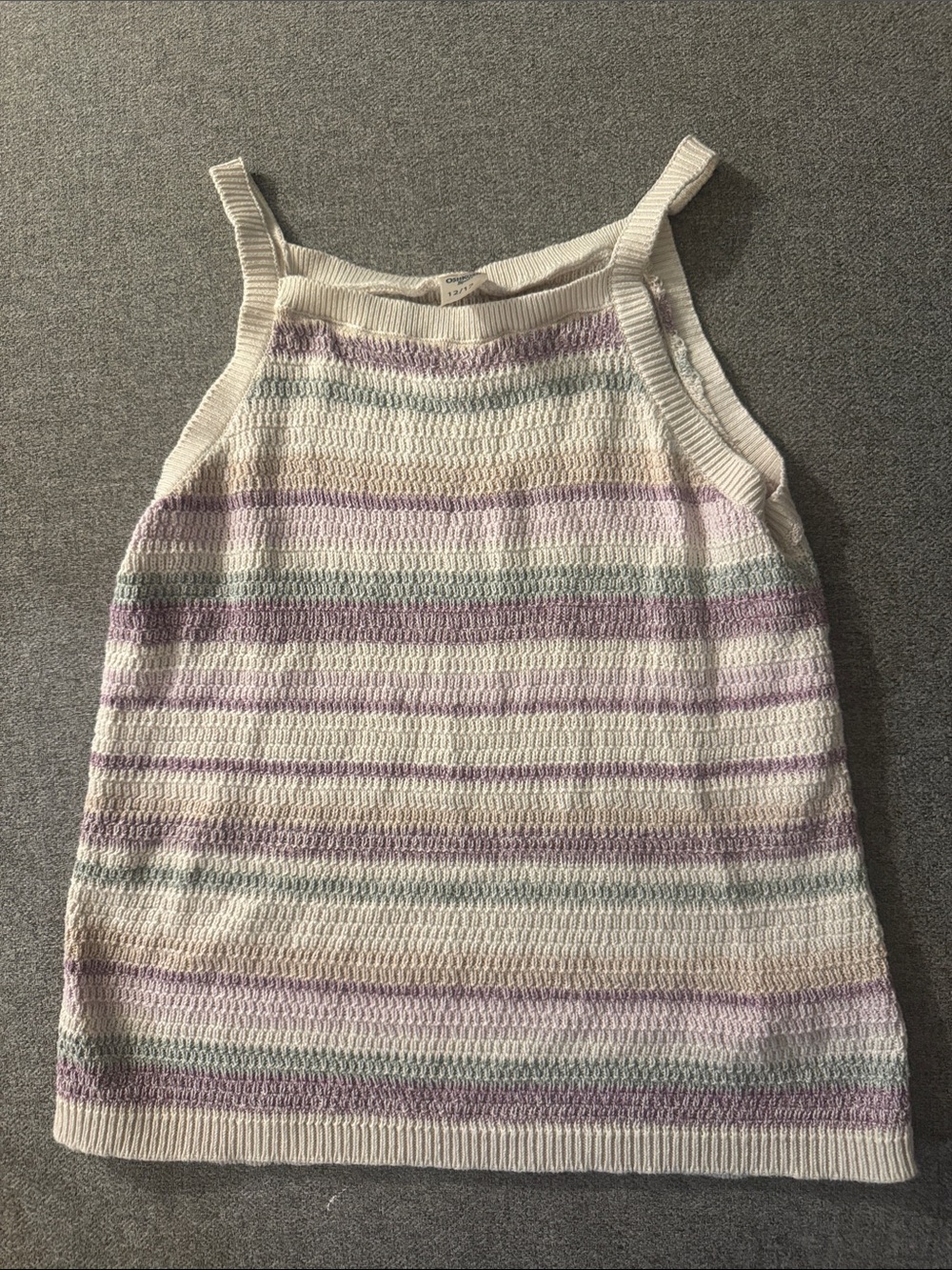 Girls' Cream Striped Knit Tank Top - Undetermined Brand